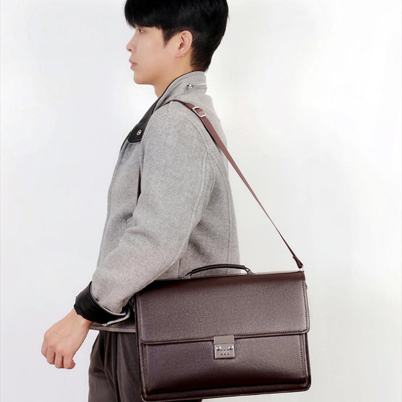 Heren Computer Draagbare Wachtwoordvergrendeling Tas met Meerdere Vakken Waterdicht Grote Capaciteit Geavanceerde Slijtvaste Crossbody Aktetas