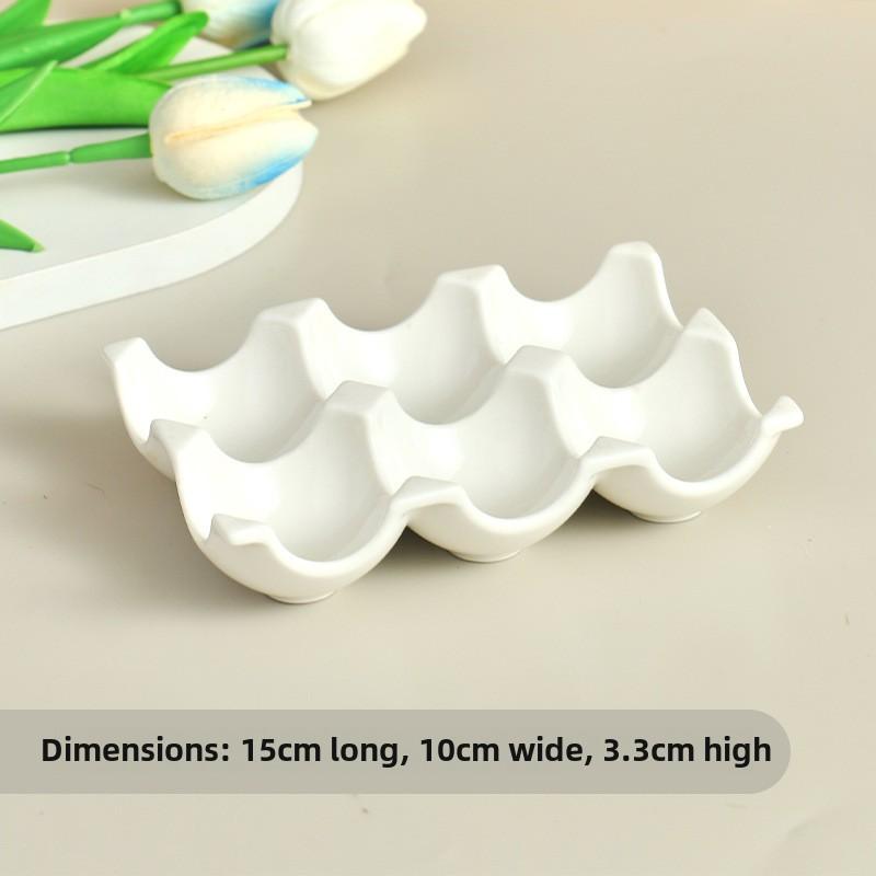 

Ceramic Egg Tray with High Temperature Resistance, Household Cartoon Plate, Non-slip Bottom, Simplicity Kitchen Tableware