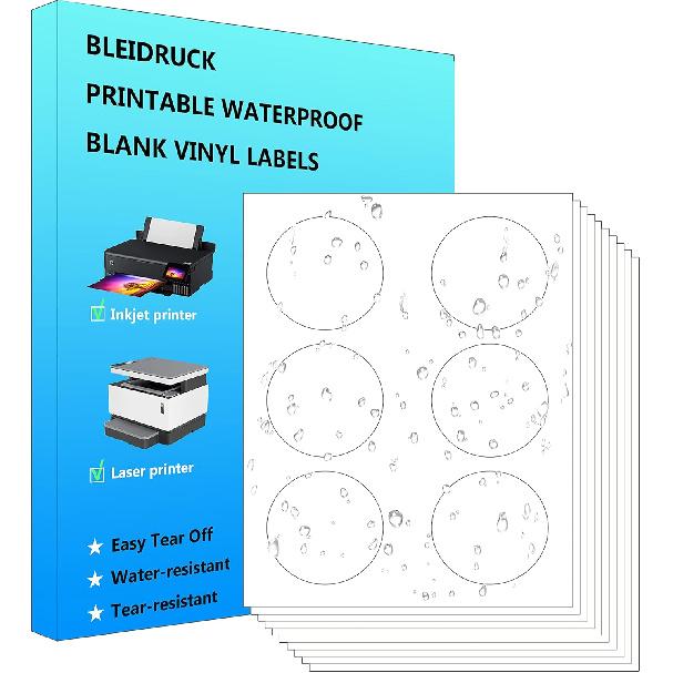 150 Circle Stickers 3  Round Labels 25 Sheets Waterproof Matte White Round Stickers Vinyl Sticker Paper Dries Quickly for Inkjet Printer 3 inch