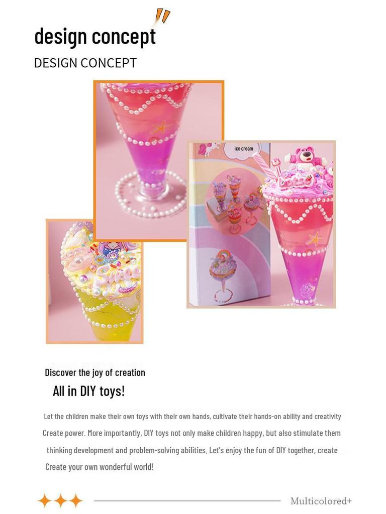 Kids' DIY Ice Cream Toy Set with Colored Clay & Crystal Mud