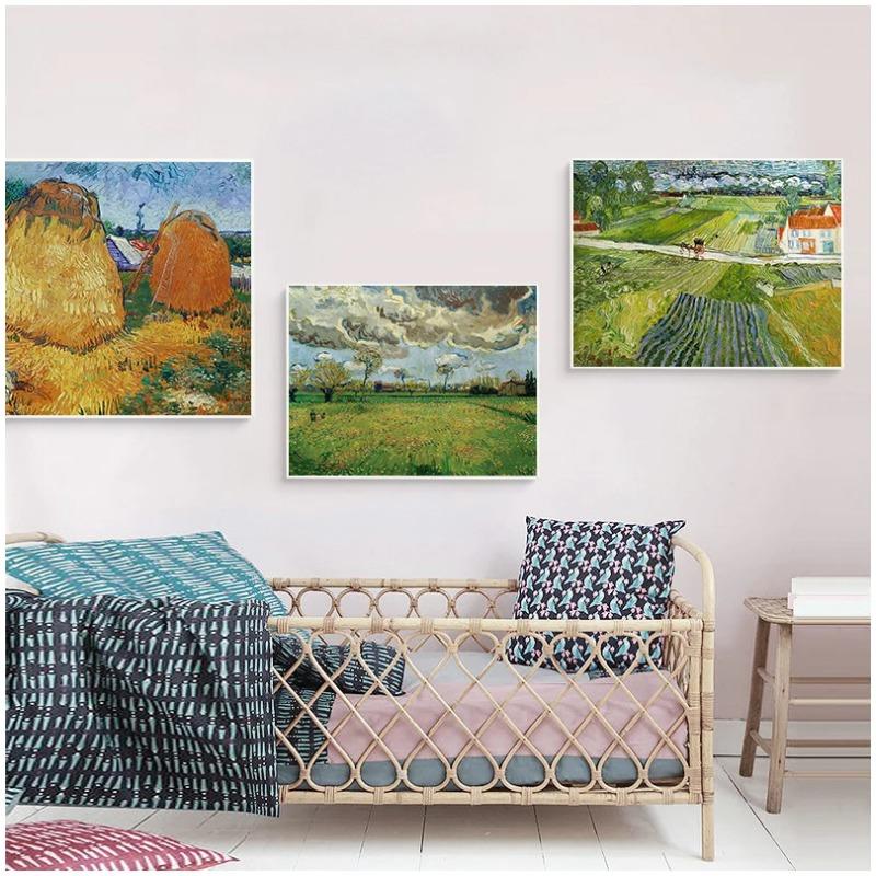 Żniwa w La Crau Van Gogha Krajobraz Obraz Olejny Reprodukcje na Płótnie Plakaty i Reprodukcje Obraz Ścienny do Salonu