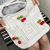 Yogodlns Women Crochet Tote Bag Fashion Knitted Bag Large Capacity Hollow Out Solid Color Woven Shoulder Bag Beach Bag
