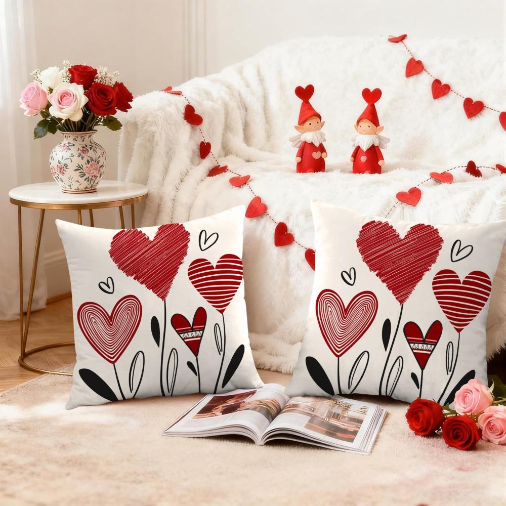 

Red Heart Valentine s Day Pillowcase Polyester Simple Envelope Throw Pillow Cover Soft Wedding Pillow Cover For Sofa Decoration