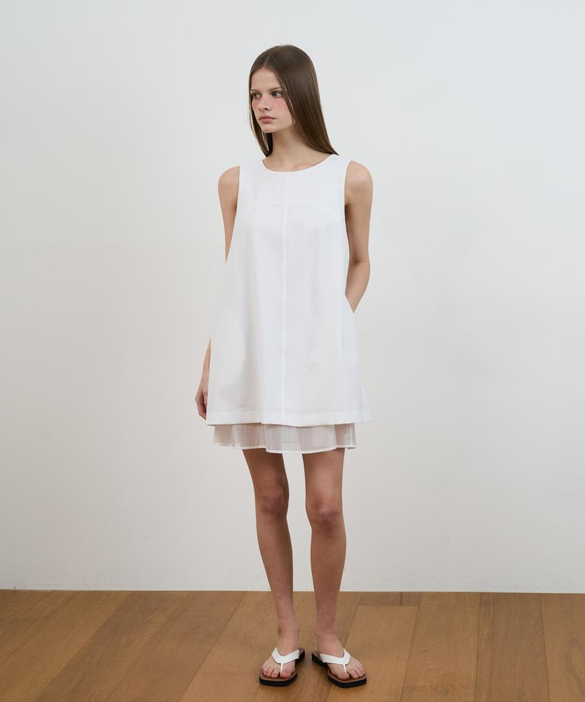 Dehebe Layered Chiffon Mini Dress [Ivory]