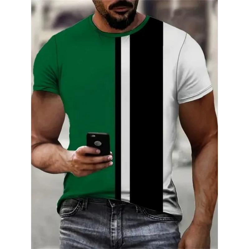 Herren Sommer Bequem Atmungsaktiv Übergröße 3D Bunt Bedrucktes T-Shirt - Weicher Mittlerer Stretch Polyesterstoff Sommer Herren Relaxed Fit Kleidung XL grün
