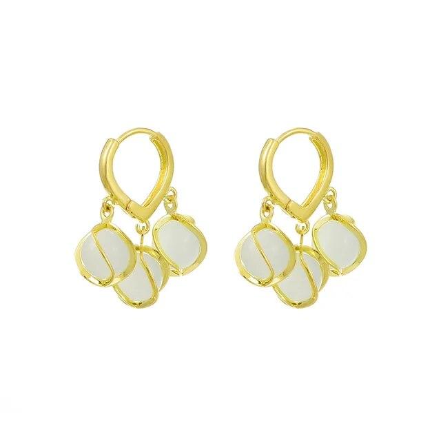 

Ювелірні вироби ANENJERY Елегантні сережки-кільця зі стразами та опалом для жінок, прикраси для вух