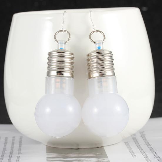 Silver Plated LED Bulb Lighting Hook Earrings Party Pub Club Women Jewelry Decor