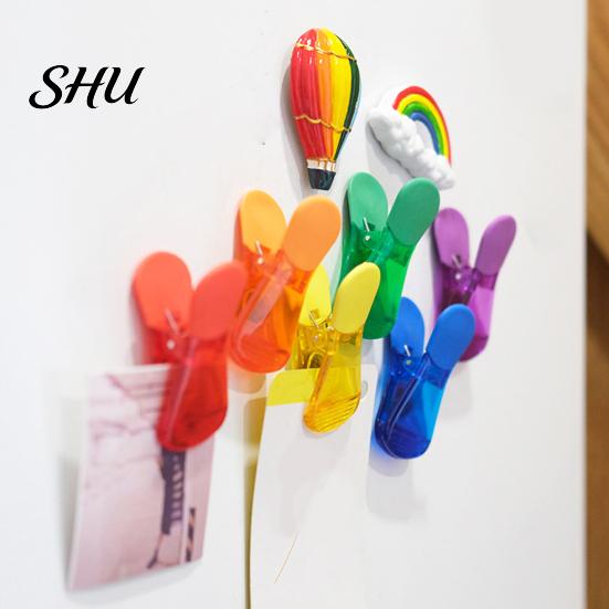 Refrigerator Magnet Clip 12Pcs Bag Sealing Anti-Slip Magnetic Sealable Food Storage Bright Color Translucent for Home Snack