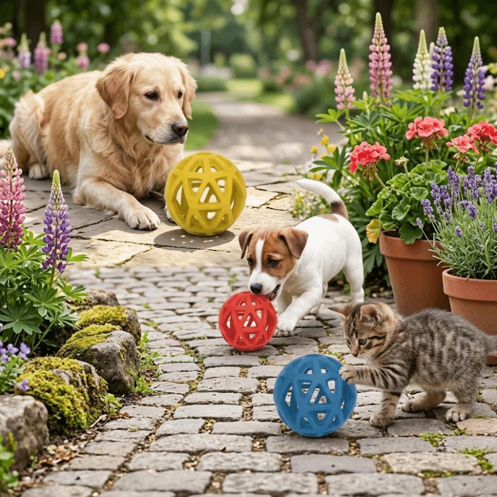 

Teeth Grinding Hollow Dog Ball Flexible Rubber Puzzle Ball Durable Chew Toy Training Red Hollow Ball（S）