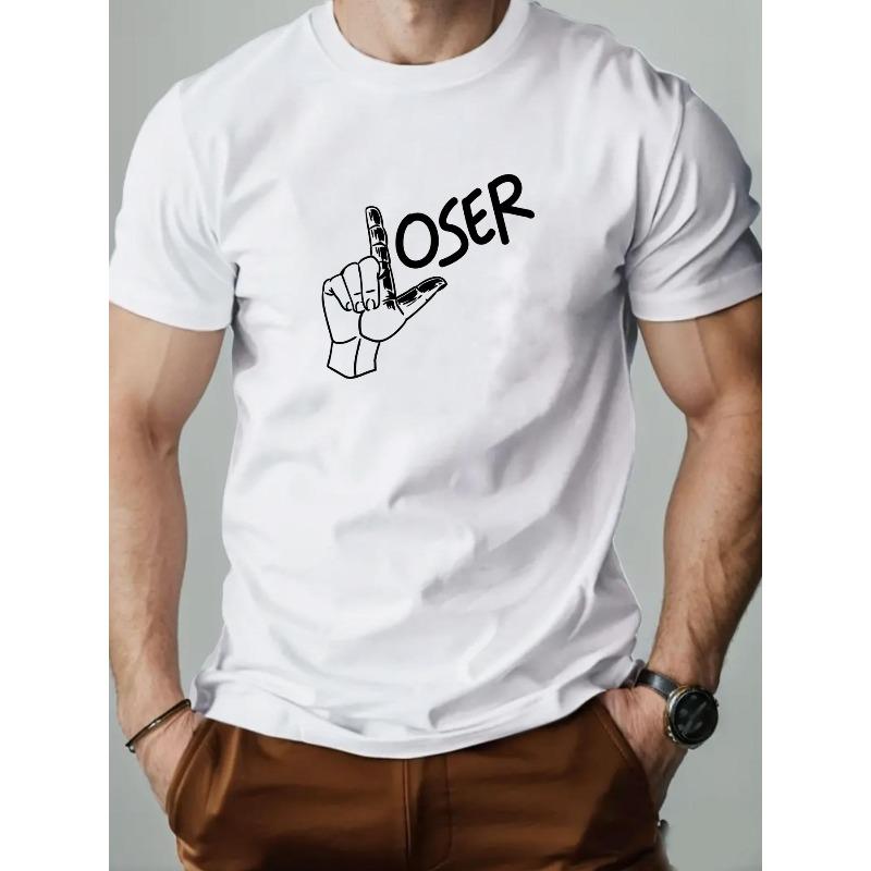 Men S LOOSER Gesture Graphic Summer Casual Round Neck Short T-Shirt S