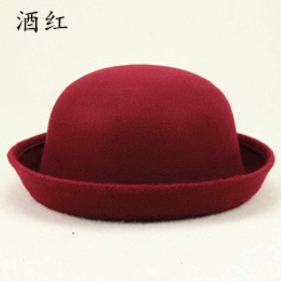 Round Basin Hat Jk Uniform Versatile Bowler Hat Imitation Cashmere Hat Woolen Flanged Hat Tide