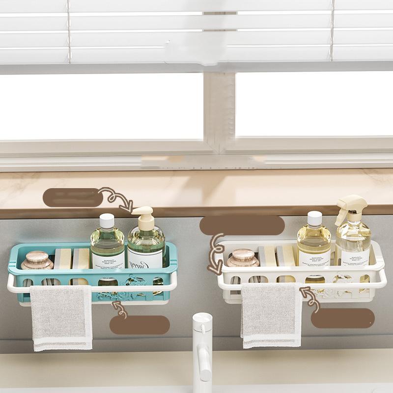 

Многофункциональная присоска, держатель для губки для мытья посуды, подвесная полка для хранения, полка для слива, кухонные гаджеты для хранения белый