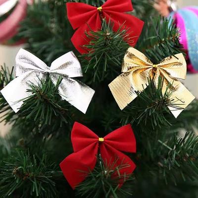 12 Stück Weihnachtsschleifen Dekoration Gold Rot Silber Kleine Schleifen für Weihnachtsbaum Mini Schleife DIY Ornamente Heimdekoration 2025