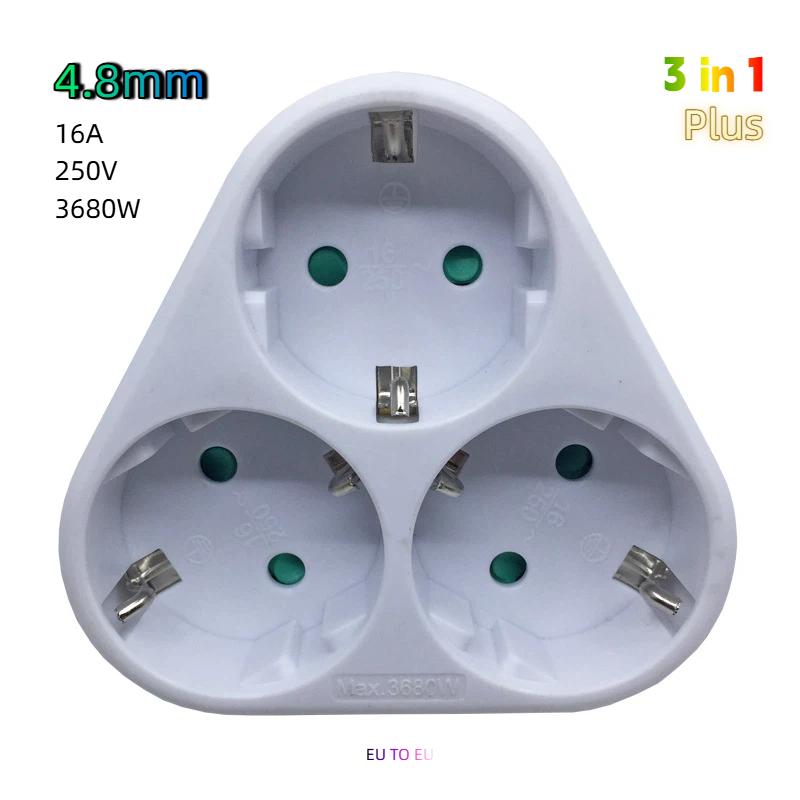EU Typ F 3-Wege Schnurloser Steckdosenverteiler – 16A Mehrfachsteckeradapter, 3680W Max