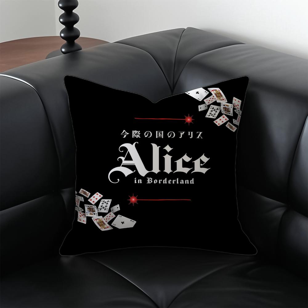 

AAlice in BBorderland Cushion Cover Pillow Case Antidustmite Invisible zipper silky short plush Sofa cushion 30X30cm