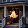 Ijesztő Tornácra Akasztható Díszek Halloween Lengő Szellem Dekoráció, Világító Nagy Lengő Fesztivál Hangulatú Kellékek Boszorkánykalap és Csíkos Lábak ehhez