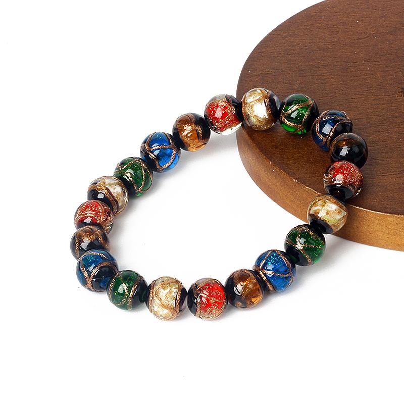 Art Glass Bead Bracelets for Women 10mm Nature Stone Colored Glaze Reiki Wealth Bracelet Men Energy Good Luck Healthcare Jewelry