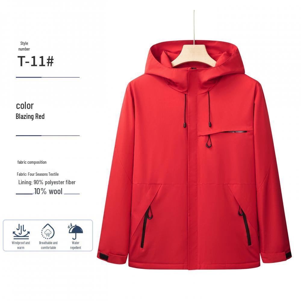 Personalized Windproof 3-in-1 Jacket: Solid Color, Custom Logo, Unisex Design, Thick Workwear