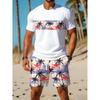 Traje deportivo casual transpirable para exteriores y ocio, traje de camiseta de cuello redondo y pantalones cortos para hombre, traje de verano con estampado digital para hombres y adultos