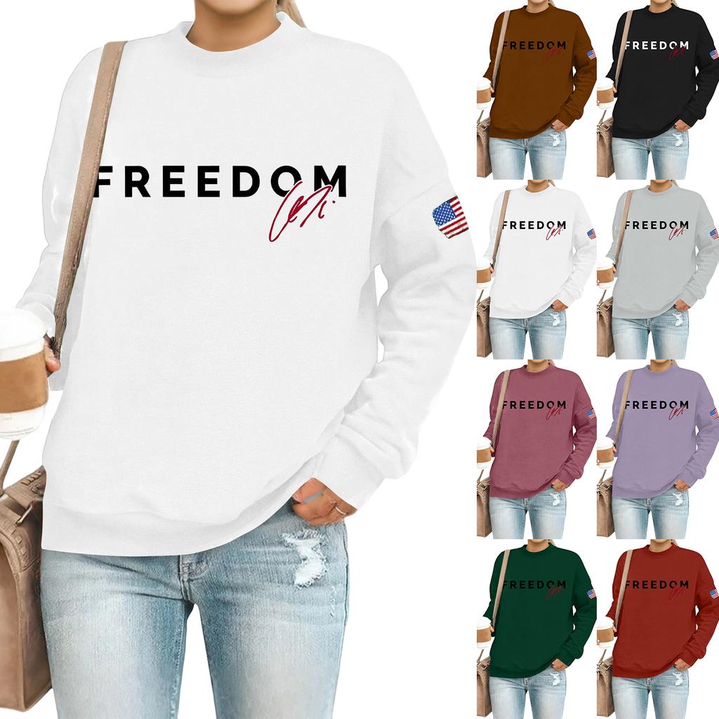 Women's Casual Fashion Round Neck Long Sleeve  Printed Sweatshirt