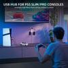 6 Ports Charger Adapter Converter with RGB Light USB Extender Data Transfer Extender for PlayStation 5 Pro/Slim