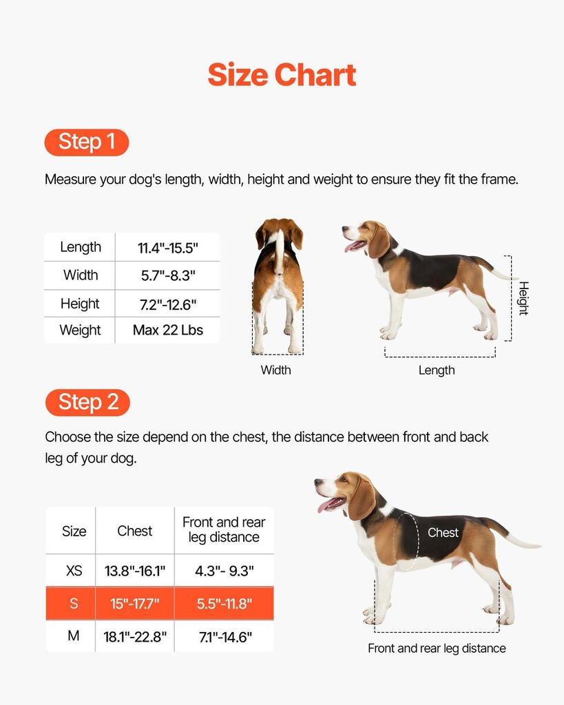 Silla de ruedas para perros de patas traseras, Silla de ruedas ajustable de 2 ruedas para mascotas, Carrito ligero para perros con ruedas amortiguadoras, Silla de ruedas de soporte de movilidad para
