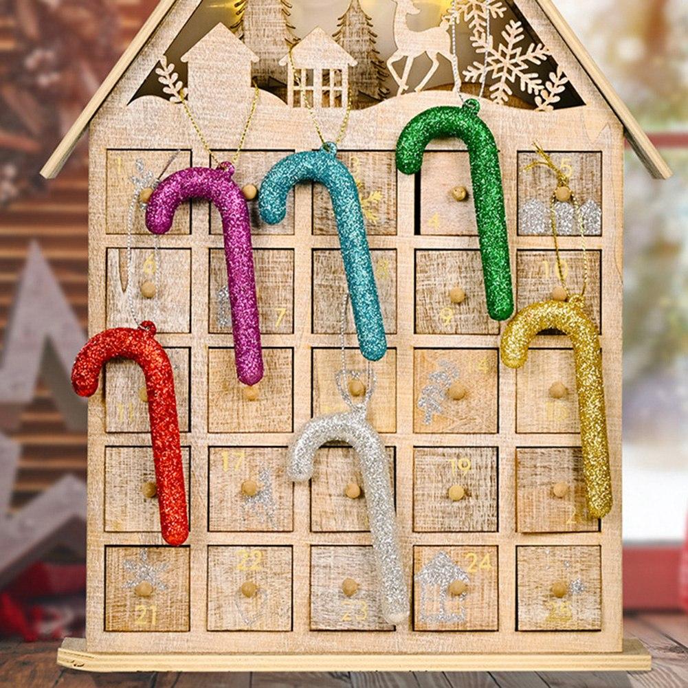M-Modern-Shiny Crutch Merry Christmas Decoration PVC Color Xmas Tree Hanging Ornament Kids Gift For Home Decor Room Wall Pendant
