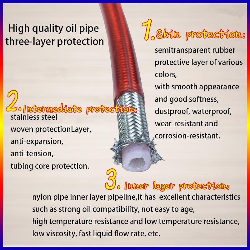 HQ Motorcycle Hydraulic Brake Hose Lengh 400mm-1500mm  Universal Brake Hose Line Steel Brake Cable  Banjo Head Both Sides 28 °