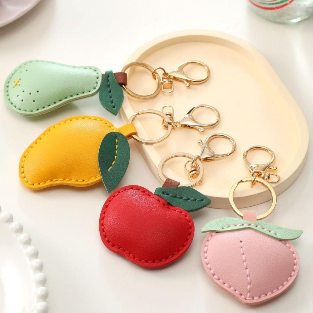 Handcrafted DIY Fruit Keychain: Cute Apple & Pear Bag Charm - Perfect Holiday Gift