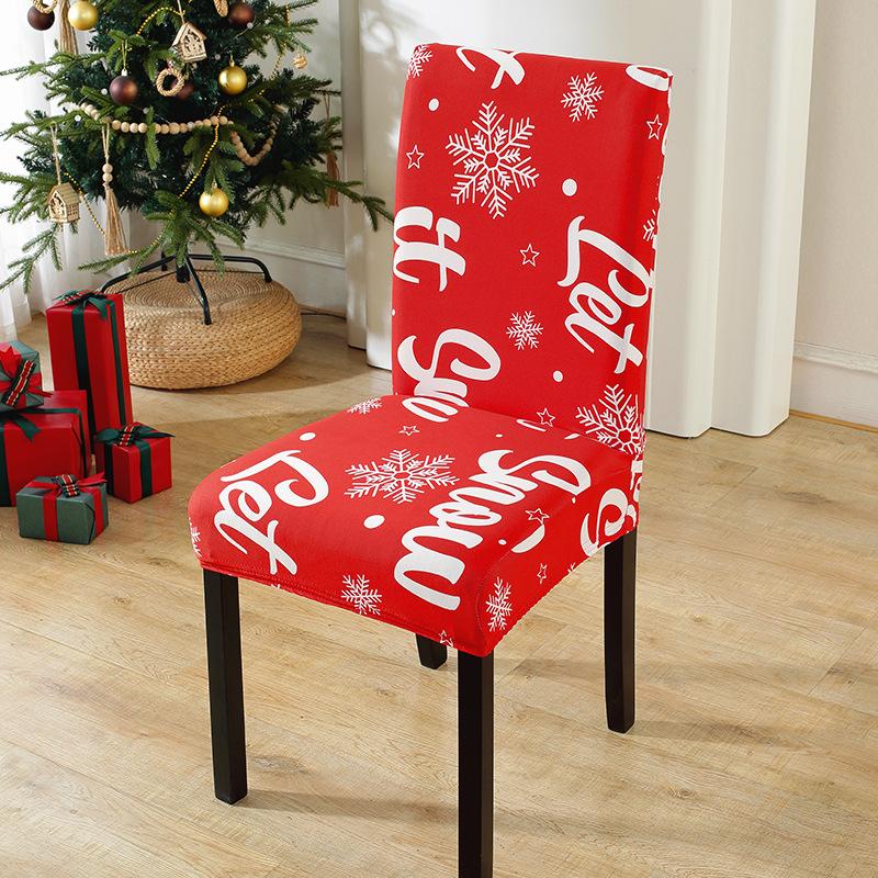 

Christmas Printed Chair Cover Milk Silk Elastic Dustproof Anti Slip Durable Seat Protector Home Hotel All Season Universal