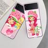 S-Strawberry Cute S-Shortcak Case for Samsung Galaxy Z Flip 6 5G Z Flip 5 4 3 5G Black Hard Cell Phone Cover Luxury PC Shell Coq
