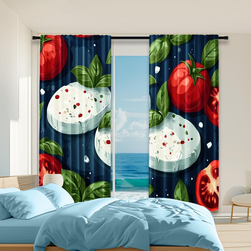 

Set Of 2 Versatile Polyester Transparent Curtains Home Decoration Caprese Salad Use Bedrooms Living Rooms Made Room Window Treatment W100*H70(CM)-Rod Pocket&1PCS