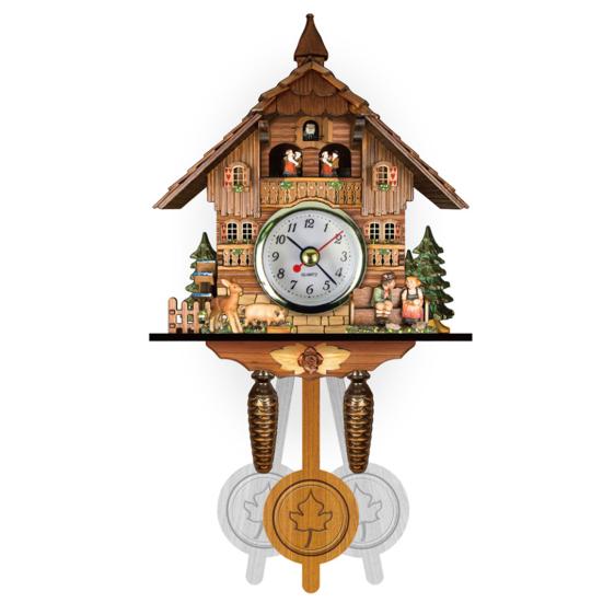 Antique Wooden Hanging Cuckoo Wall Time Alarm Clock Home Living Room Decoration