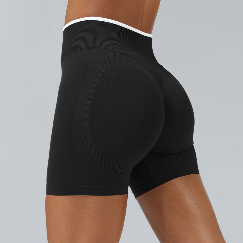 Women's Casual Hip,lifting Seamless Color Block Yoga Fitted Sports Shorts