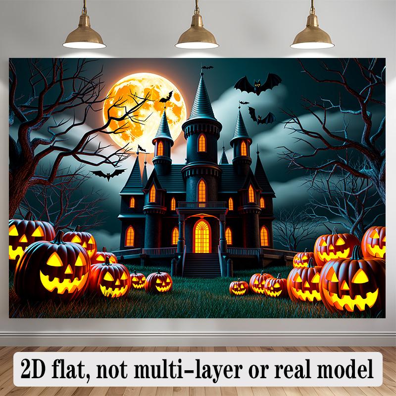 Party Backdrop Halloween Castle Flat Banners Spooky Scenery Celebrations Wedding Enthusiasts Photo Booth Background Front Door Decor