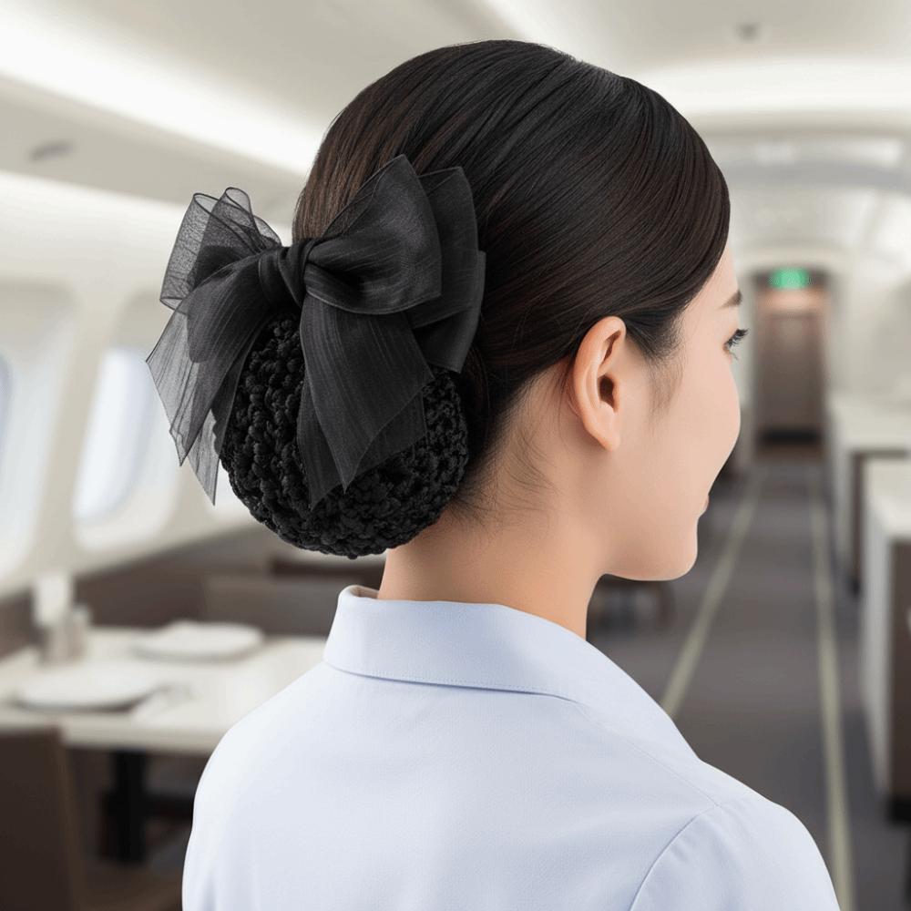 Convenient Bowknot Net Bun Snood Vintage Hair Clips Sweet Hair Bun Cover  Women Spring