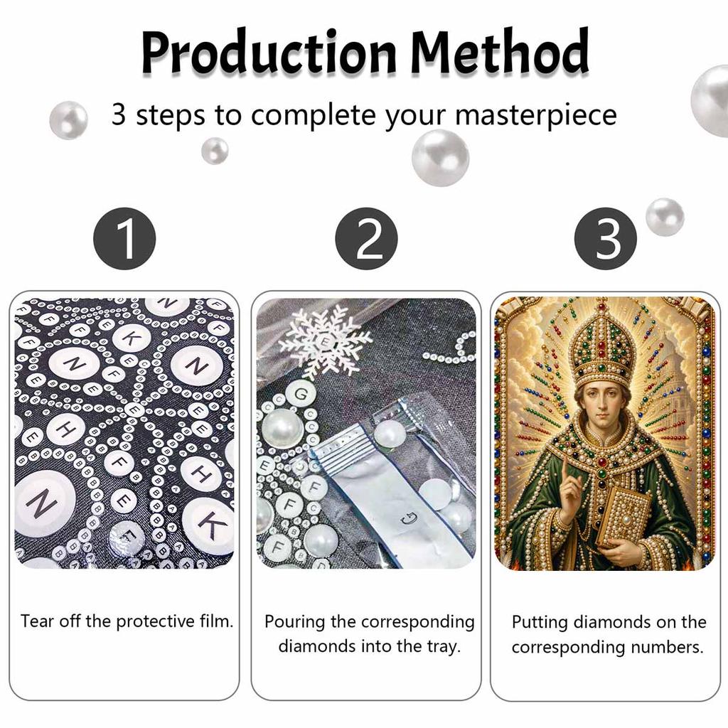 Stretched Frame Pearl Art Kit Religious Saint Portrait DIY Sparkling Bead Canvas Creative Leisure Craft for Home Decoration