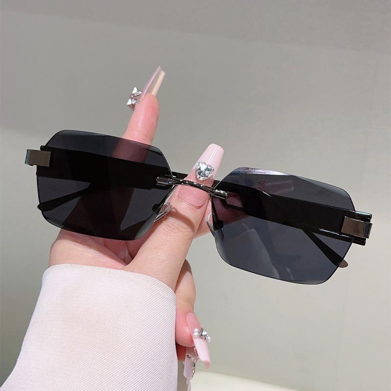 y2k Rimless Luxury Brand Designer Square Sunglasses Women For Men Vintage Punk Diamond Cutting Outdoor Driving Sun Glasses UV400