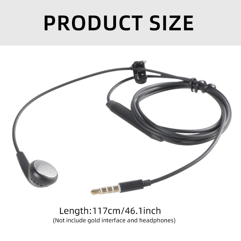 Single Side Earphone 3.5mm Cord with Volumes Control Microphones Earbuds for PC/Mobile Phone Connection