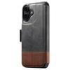 SUTENI Q-06 For iPhone 16 Case Color Splicing Magnetic Detachable Leather Phone Cover