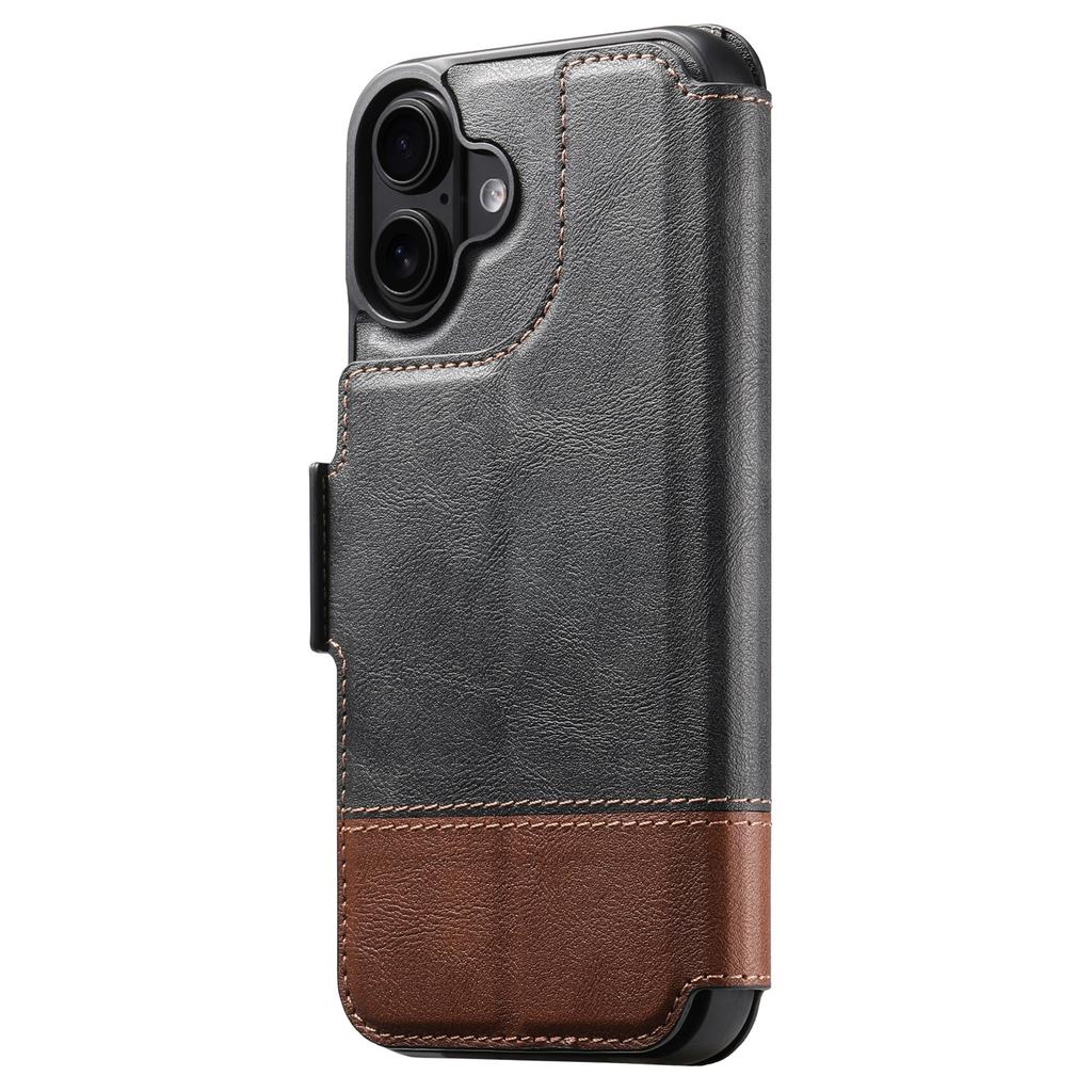 SUTENI Q-06 For iPhone 16 Case Color Splicing Magnetic Detachable Leather Phone Cover