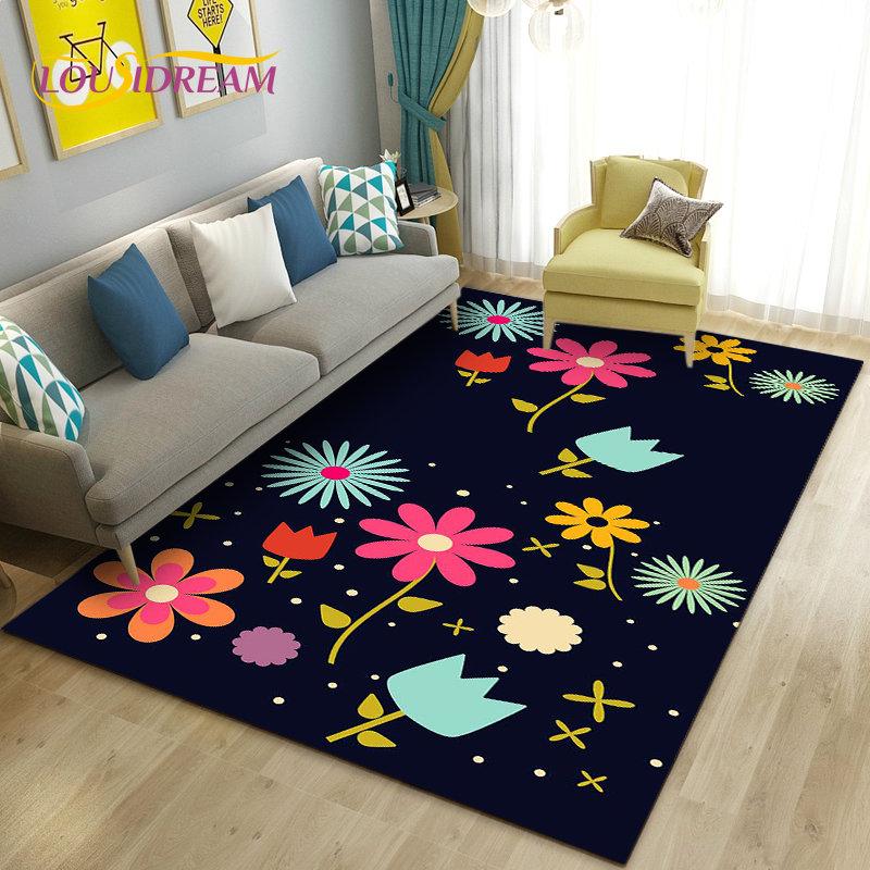 Dandelion Fresh Flower Plant Leaf Area Rug,Carpet Rug for Living Room Bedroom Sofa Doormat Decoration,Kitchen Non-slip Floor Mat