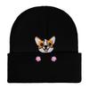 Corgi Hundekopf gestickte Strickmütze Persönlichkeit Trend Paar Wollmütze Herren- und Damen-Thermometerhut