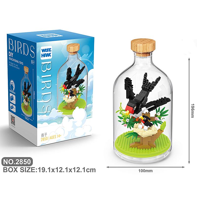 New Product Simulation Animal Series Creative Children's Toys Bottled Building Blocks Flamingo Seahorse Educational Gift Model