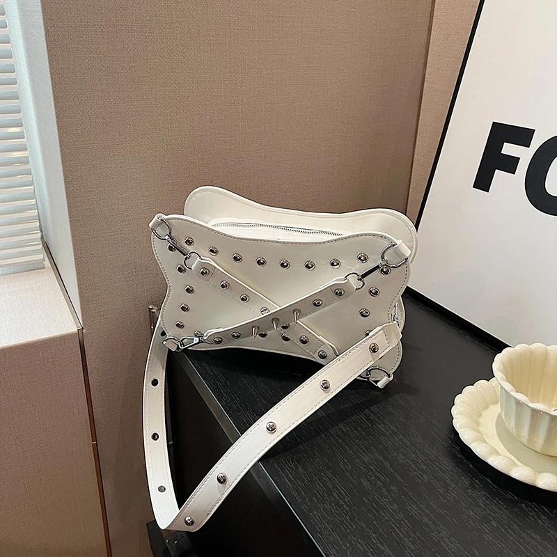Cross Rivet Decoration Bag for Women PU Shoulder Bag Monochrome Pin Buckle Exquisite Crossbody Bags Fashion