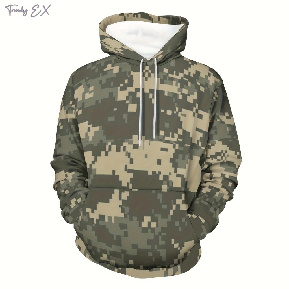 Sweatshirts for Men 3D Military Camouflage Print Oversized Hoodie Unisex Sports Kangaroo Pocket Hooded Sweatshirt Men's Clothing