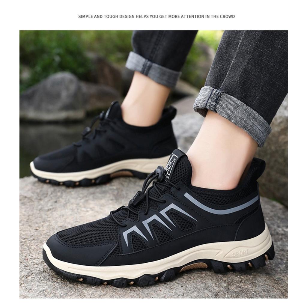 Men's Shoes, Sports Shoes, Summer New Breathable Running Shoes, Soft Soled Comfortable Thick Soled Shoes, Outdoor Wear-resistant Hiking Shoes