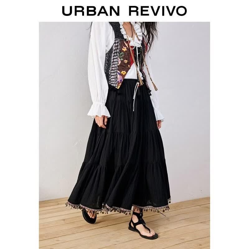 UR 2025 Women s Ethnic Beaded Patchwork Skirt M
