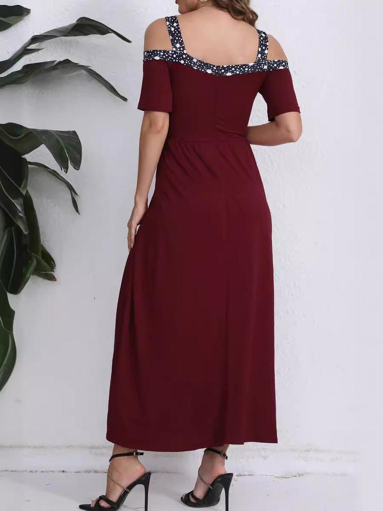 Summer New Women's  Off-Shoulder Strap Fashion High-Slit Dress for Women