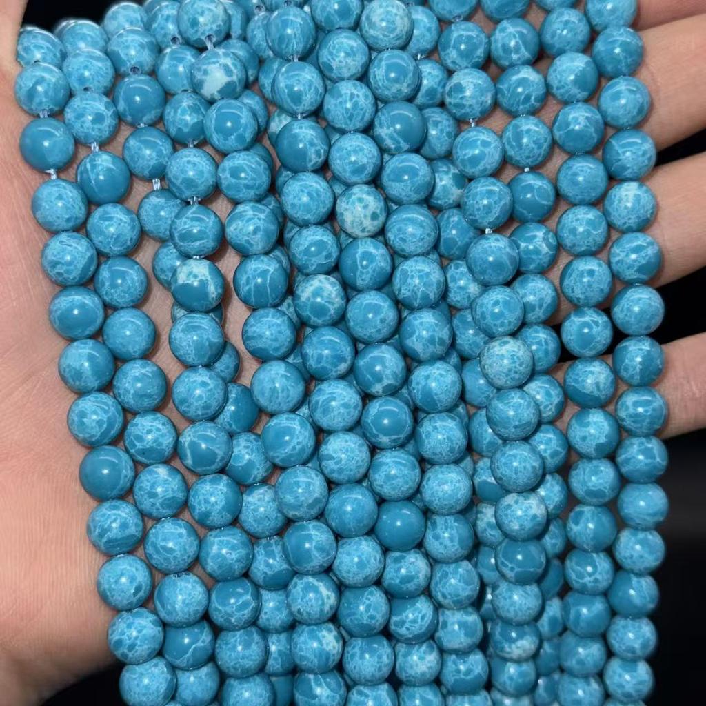 Sea Jasper and Larimar Stone Beads for DIY Bracelets and Necklaces